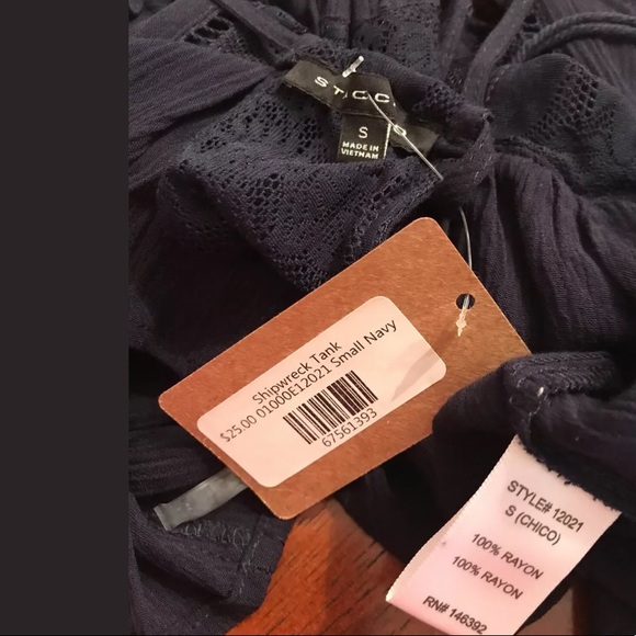 🆕 STACCATO Navy Blue Lace Tank Top Blouse Shirt - Picture 6 of 7